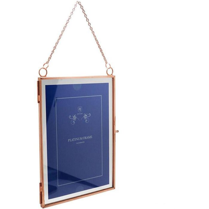 Cornice vintage in metallo 2 foto 10x15 cm oro rosa