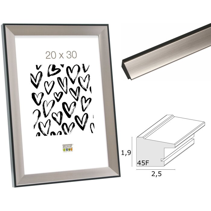 Cornice in plastica S45FD2 argento Vetro antiriflesso