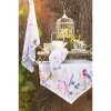 Clayre & Eef SFL42 Asciugamano da tè 50x70 cm Bianco Verde Cotone Fiori Rettangolare