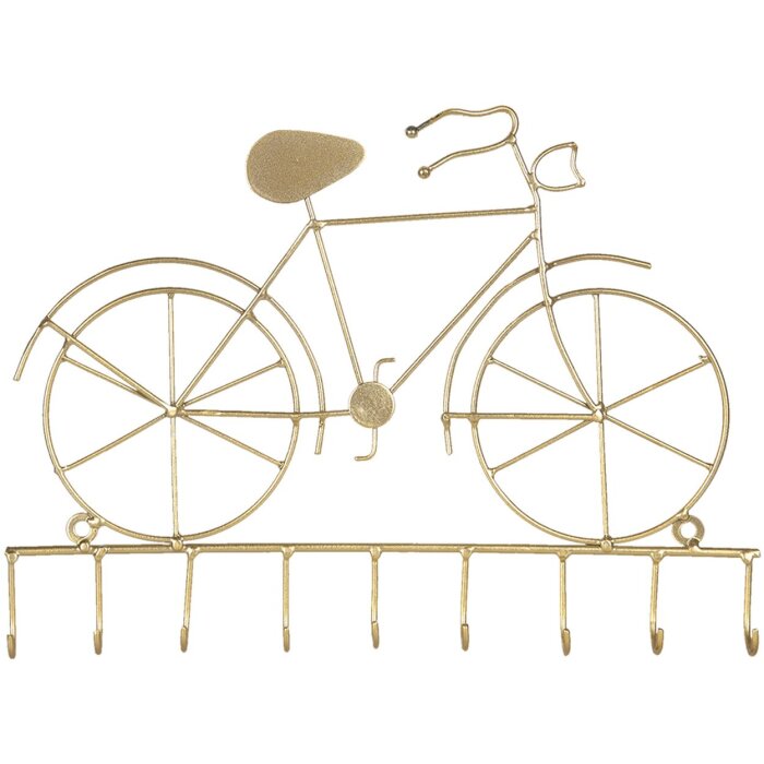Clayre & Eef 6Y1385GO Portachiavi 32x23 cm Bicicletta in metallo color oro
