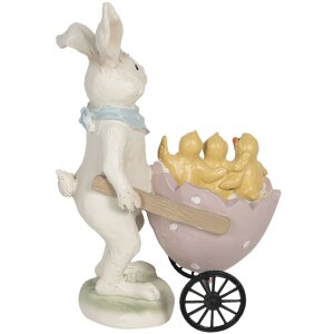 Decorazione coniglio con carrello 11x6x15 cm multicolore 6PR3193