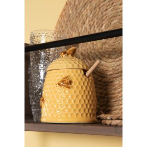 Vasetto per miele con cucchiaio Ø 11x14 cm giallo 6CE1147