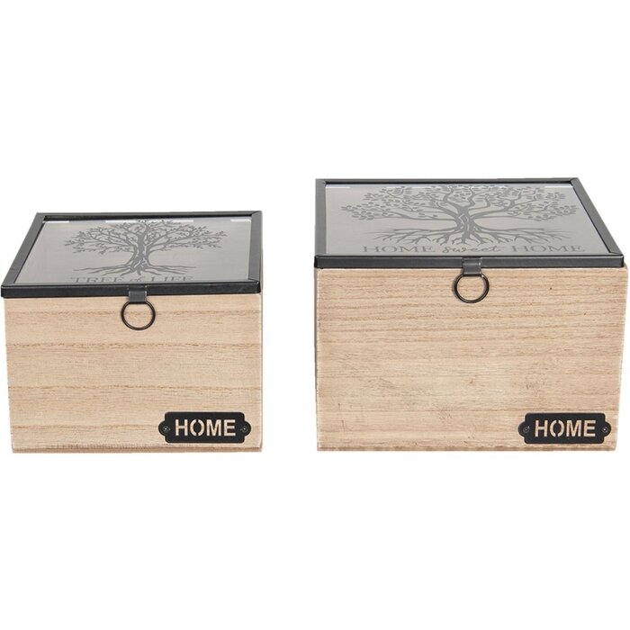 Scatola di legno 18x18x12 - 15x15x11 cm (2 pezzi) marrone 6H1936