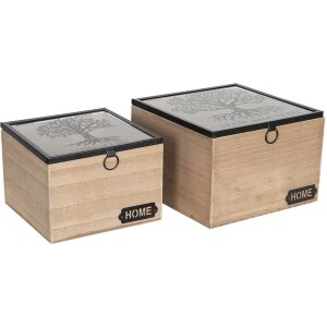 Scatola di legno 18x18x12 - 15x15x11 cm (2 pezzi) marrone...
