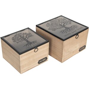 Scatola di legno 18x18x12 - 15x15x11 cm (2 pezzi) marrone 6H1936