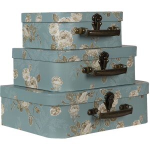 Valigia decorativa (set di 3) 30x21x9-25x18x9-20x16x8 cm multicolore 64753
