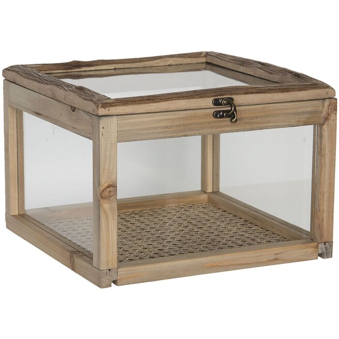 Scatola di legno con vetro 30x30x21 cm marrone 6H1919