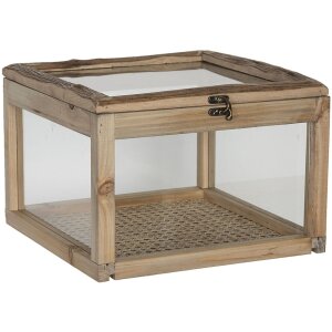 Scatola di legno con vetro 30x30x21 cm marrone 6H1919