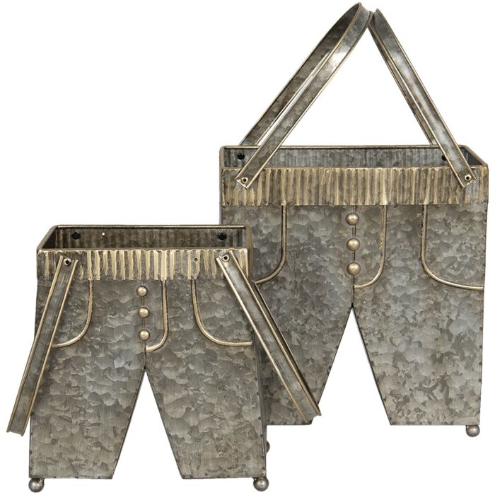 Pantaloni porta piante (2 pezzi) 28x15x30-50 - 23x12x24-43 cm grigio 6Y4184