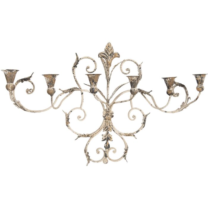 Portacandele da parete 82x15x48 cm beige 50416