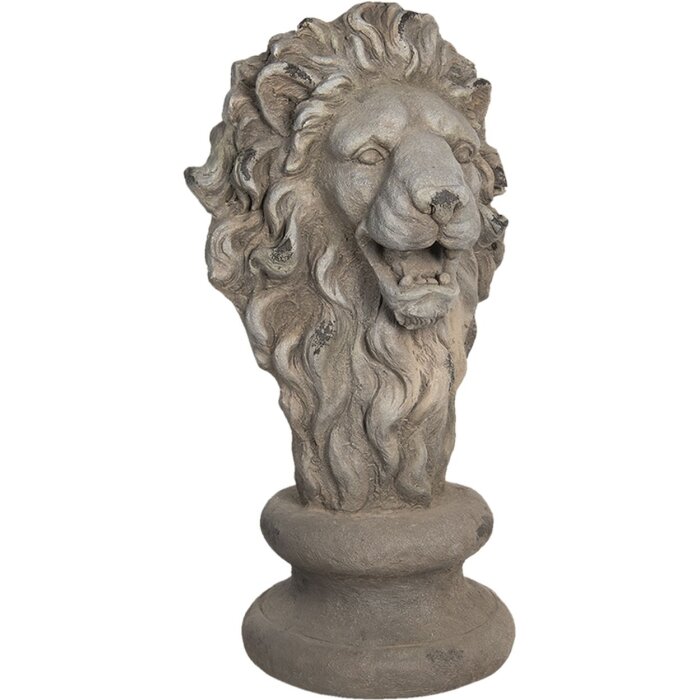 Decorazione leone 34x35x67 cm grigio 5PR0060