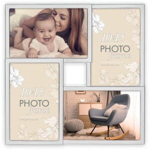 Elmar Cornice in metallo 4 foto 10x15 cm argento