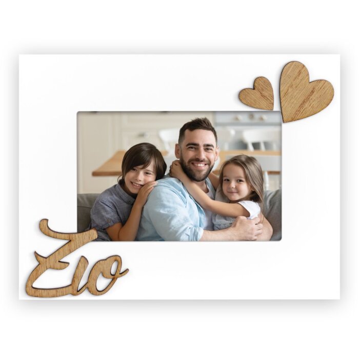 Portafoto in legno Zio 10x15 cm bianco