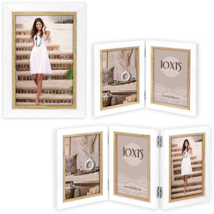 ZEP Portafoto in legno Ayas bianco da 10x15 cm a 30x45 cm
