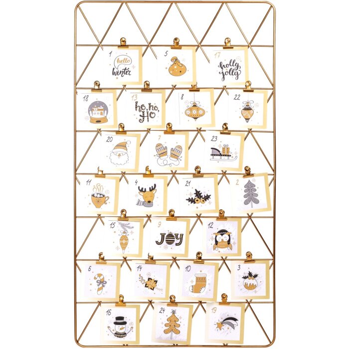 Calendario dellAvvento in metallo oro 40x70 cm