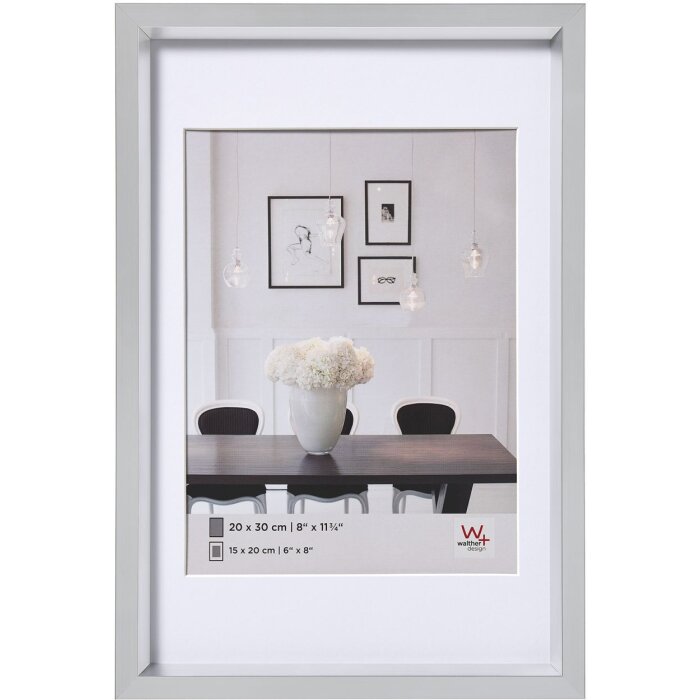 Telaio in plastica Walther Steel Style 60x80 cm argento con passe-partout 50x70 cm