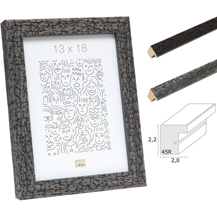 Telaio in legno S45RL nero e grigio