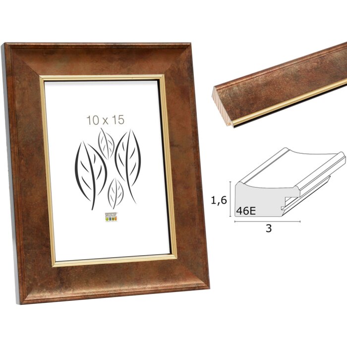 Cornice in legno S46EA3 Bordo oro Vetro antiriflesso