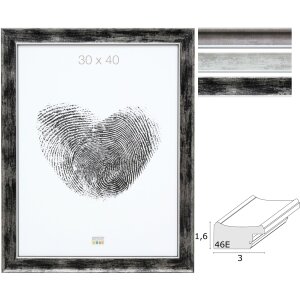Telaio in legno S46E bordo argento vetro antiriflesso