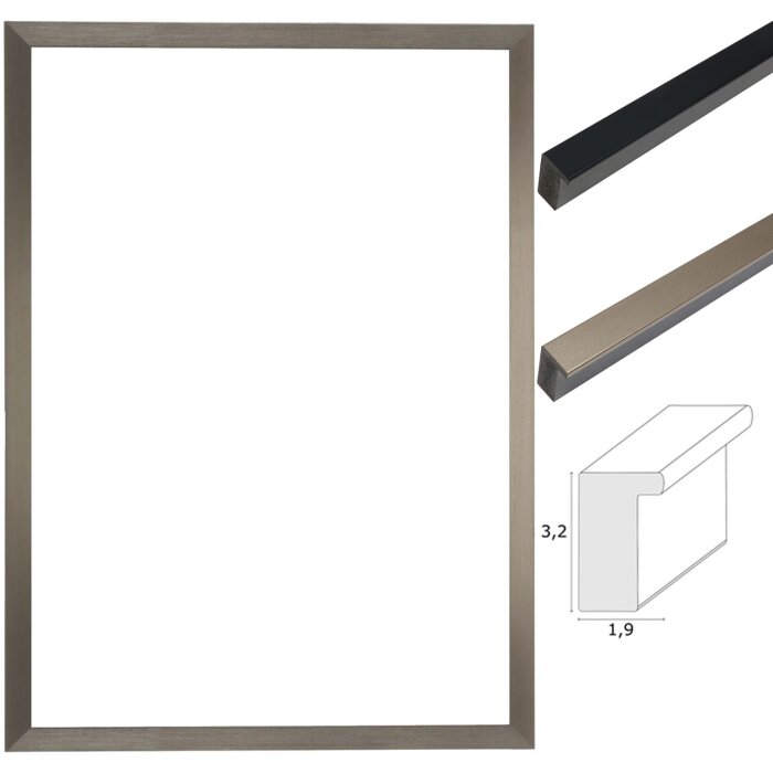 Cornice su tela S46V argento e nero