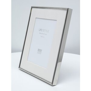 Cornice per foto S57MP1 argento lucido con passe-partout