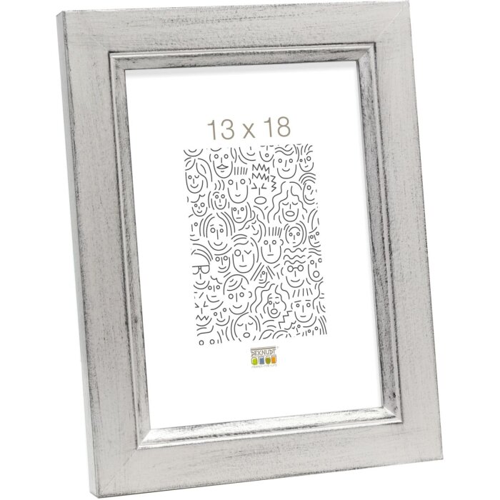 Cornice di legno S42L argento 30x40 cm Vetro Premium