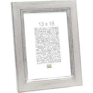 Cornice di legno S42L argento 30x40 cm Vetro Premium