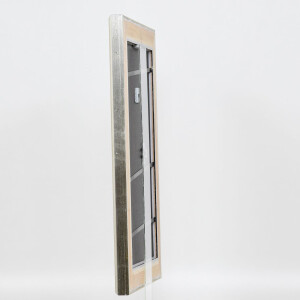 Cornice in legno effetto profilo 95 argento 10x10 cm vetro normale