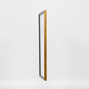 Effetto cornice in legno massiccio profilo 22 marrone-oro 13x13 cm vetro museale