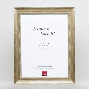 Effetto cornice in legno massiccio profilo 28 oro 13x13 cm vetro acrilico