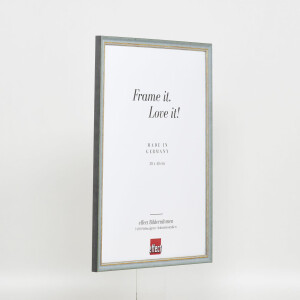 Effetto cornice in legno massiccio profilo 25 blu 14,8x21 cm vetro museale