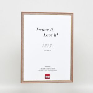 Effetto cornice in legno massello profilo 25 noce marrone 14,8x21 cm vetro museale