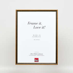 Effetto cornice in legno massiccio Profilo 22 marrone-oro 18x27 cm Vetro Museum