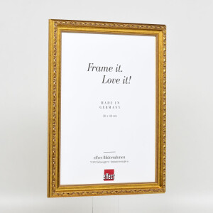 Effetto cornice barocca in legno profilo 37 oro antico 18x32 cm vetro museale