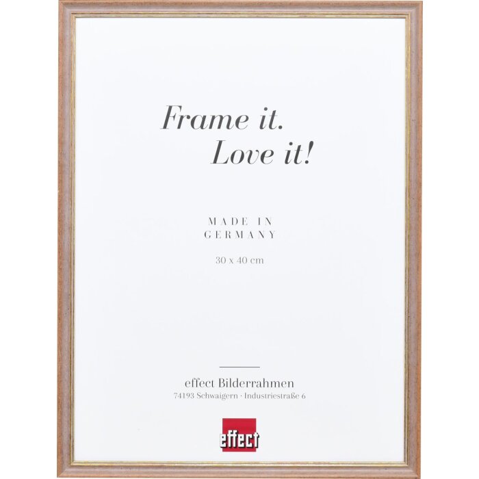 Effetto cornice in legno massiccio profilo 25 noce marrone 21x29,7 cm vetro trasparente