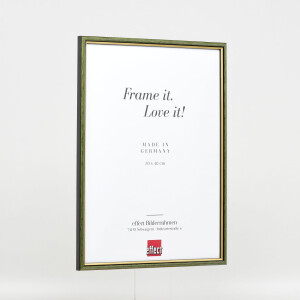 Cornice in legno effetto profilo 23 verde 21x29,7 cm vetro museale