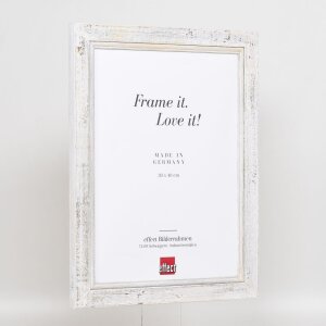 Cornice ad effetto in legno massello 2240 bianco 23x70 cm vetro acrilico