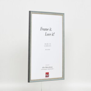 Effetto cornice in legno massiccio profilo 25 blu 24x30 cm vetro antiriflesso