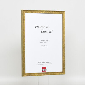 Cornice in legno effetto profilo 2070 vetro antiriflesso 25x35 cm oro
