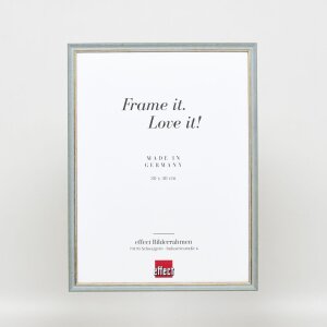 Effetto cornice in legno massiccio profilo 25 blu 25x35 cm vetro museale