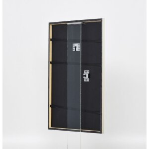 Effetto cornice in legno massiccio profilo 29 argento 25x35 cm vetro museale