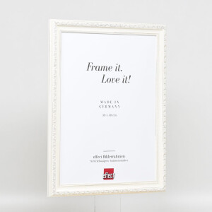 Cornice barocca effetto legno profilo 37 bianco 25x35 cm vetro museo