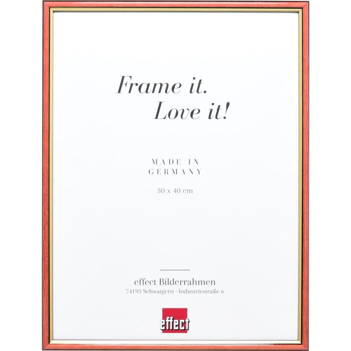 Telaio effetto legno profilo 23 rosso 25x60 cm vetro antiriflesso