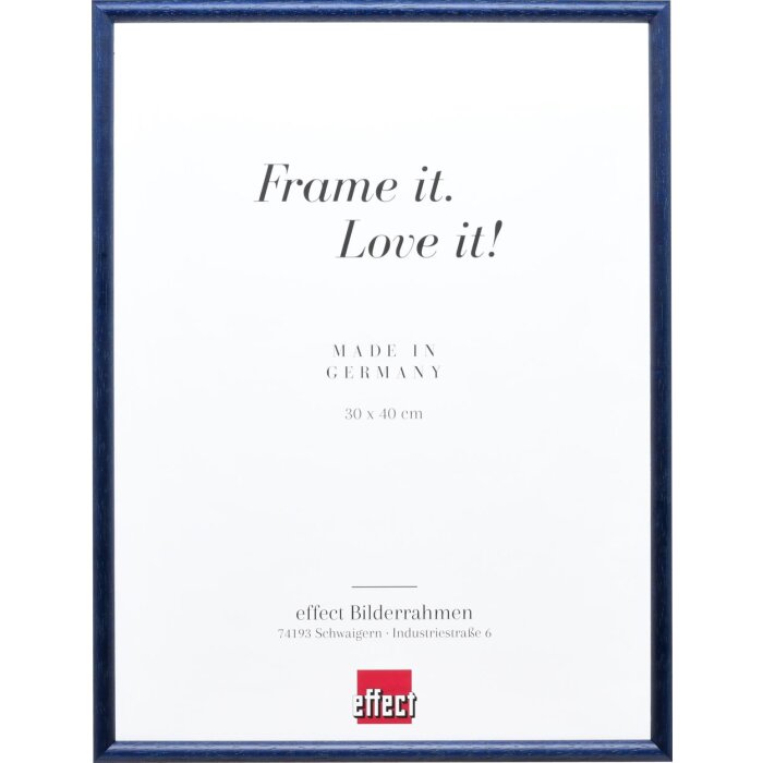Effetto cornice in legno massiccio profilo 20 blu 29,7x42 cm vetro museale