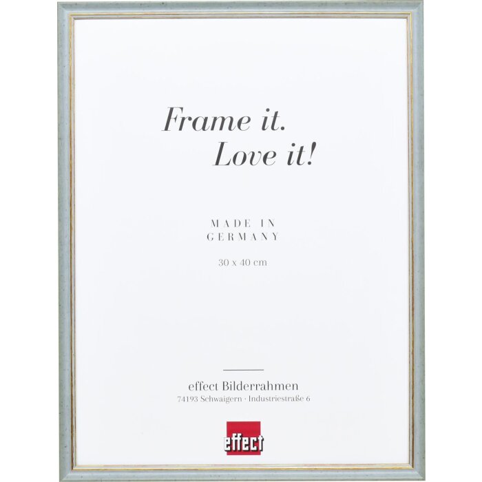Effetto cornice in legno massiccio profilo 25 blu 29,7x42 cm vetro museale