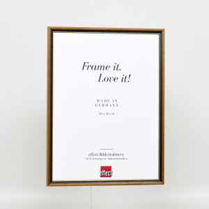 Effetto cornice in legno massiccio Profilo 22 marrone-oro 30x40 cm Vetro Museum