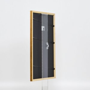 Effetto cornice in legno massiccio profilo 22 marrone-oro 30x45 cm vetro acrilico