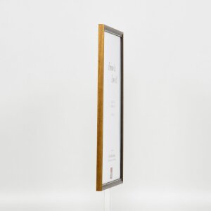Effetto cornice in legno massiccio profilo 22 marrone-oro 30x45 cm vetro acrilico