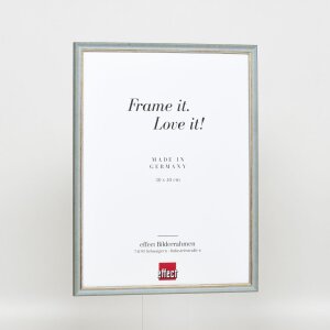 Effetto cornice in legno massiccio profilo 25 blu 30x45 cm vetro antiriflesso