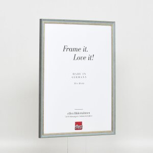 Effetto cornice in legno massiccio profilo 25 blu 30x45 cm vetro antiriflesso